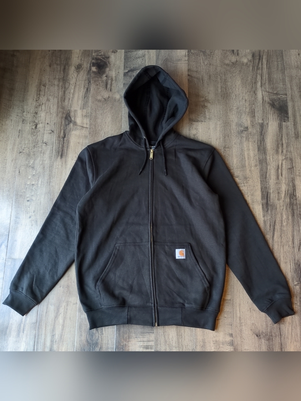 Carhartt Mens Loose Fit Zip Up Black Hoodie Size Small K122 BLK